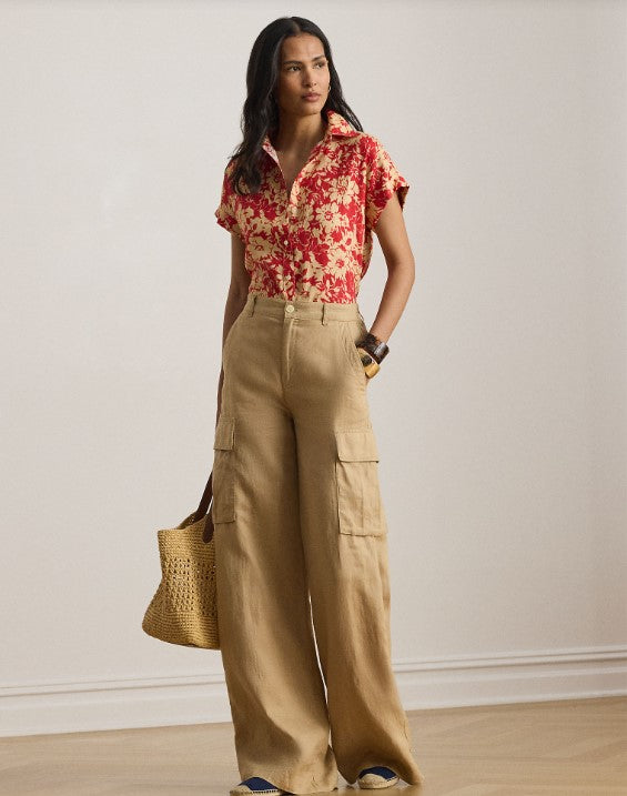 Camicia a maniche corte a fantasia floreale