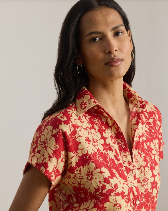 Camicia a maniche corte a fantasia floreale