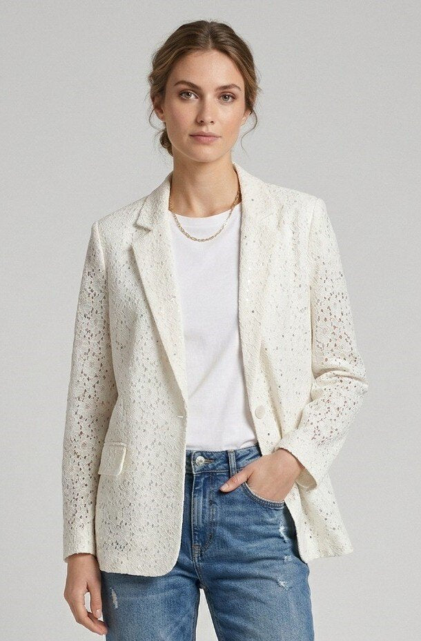 Giacca Blazer Oversize Sfoderata in Pizzo