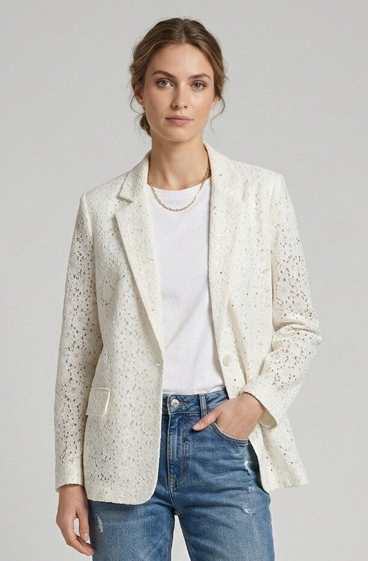 Giacca Blazer Oversize Sfoderata in Pizzo