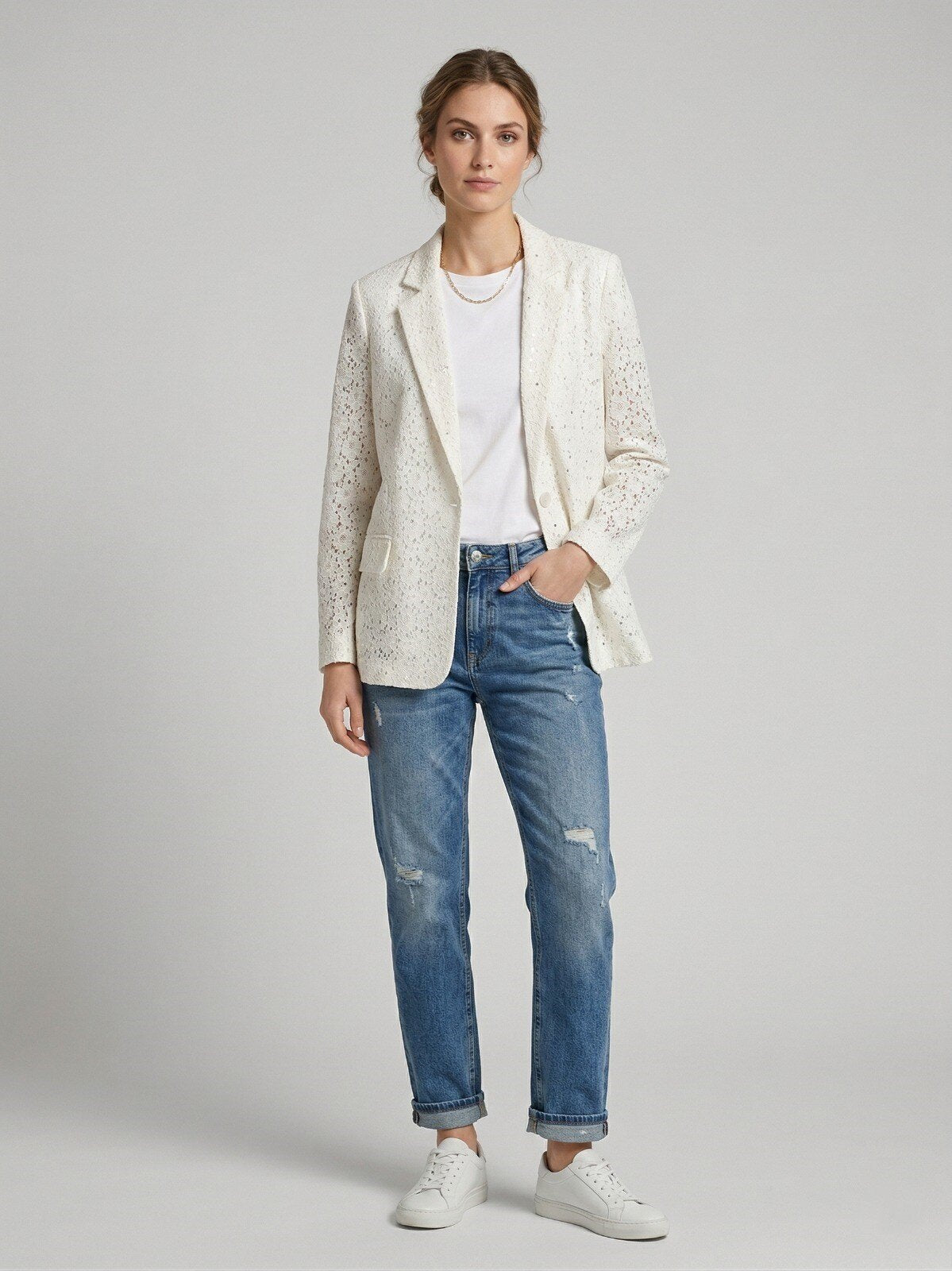 Giacca Blazer Oversize Sfoderata in Pizzo