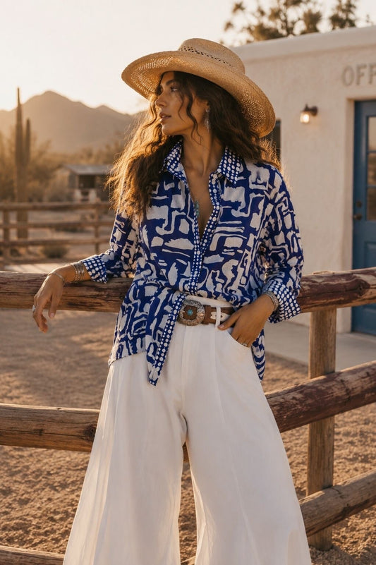 Camicia Stampata in Voile di Cotone