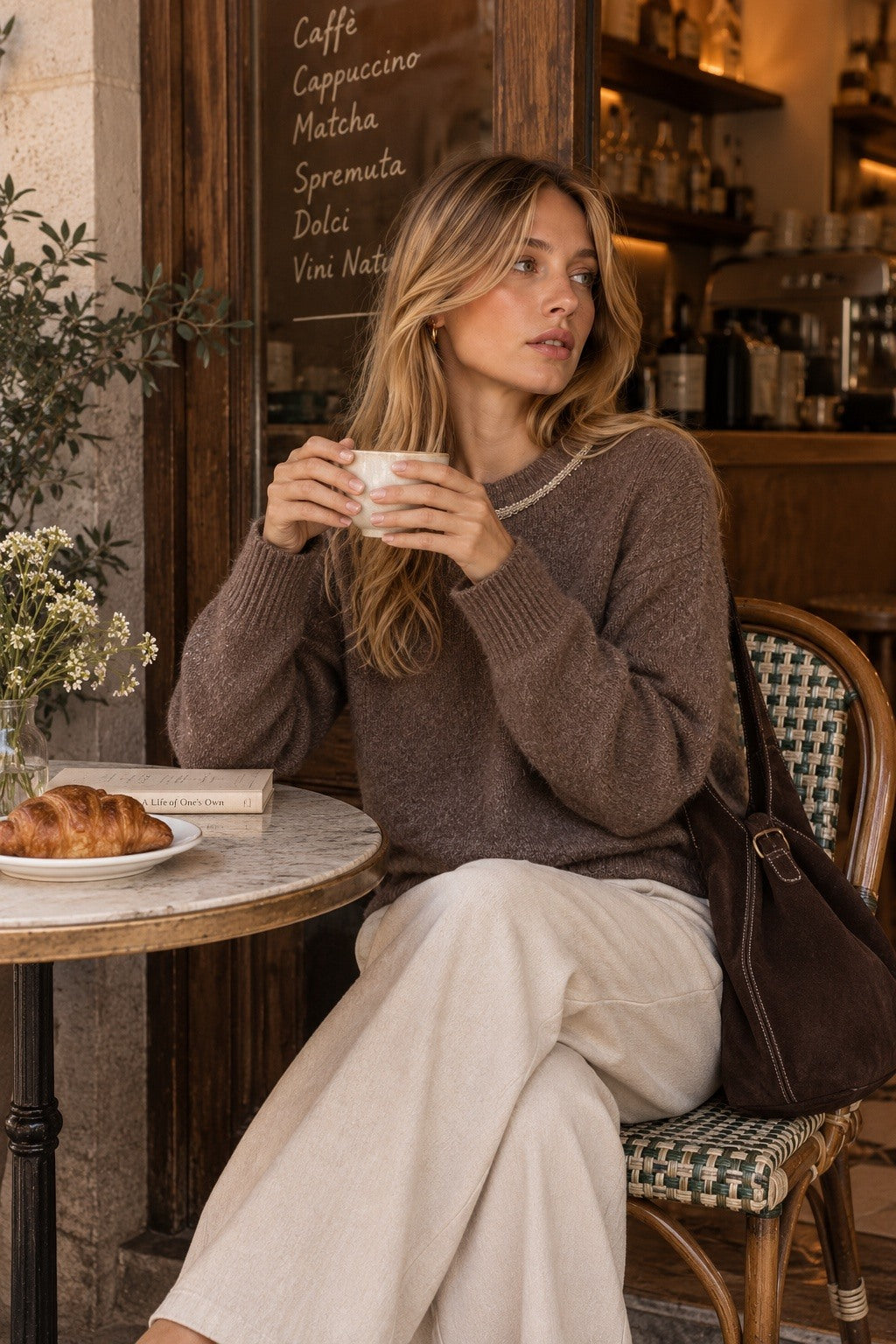 Maglia a Girocollo con Dettagli Luminosi - Beige, Grigio, Rosa, Marrone, Nero