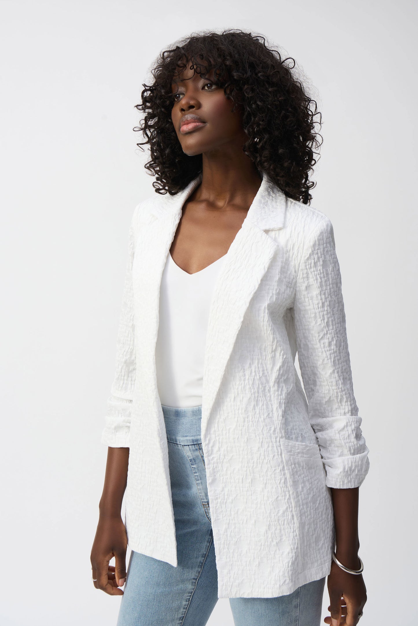 Jacquard Blazer Jacket - White