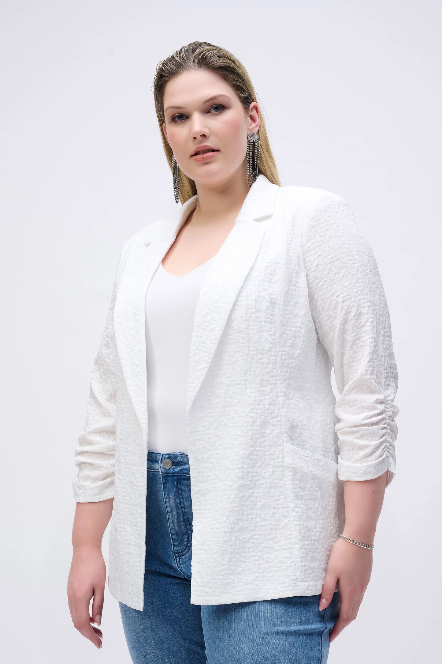 Jacquard Blazer Jacket - White