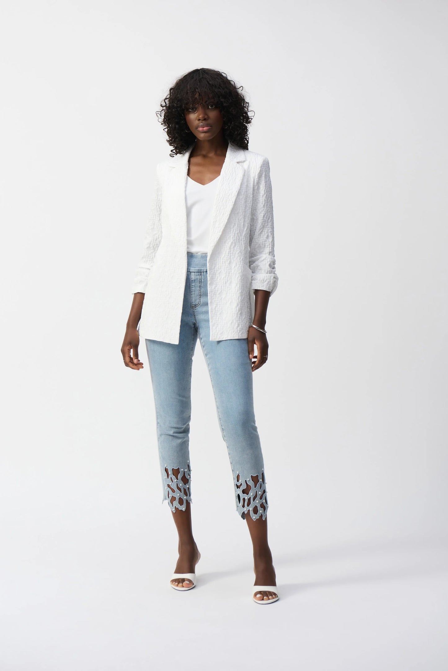 Jacquard Blazer Jacket - White
