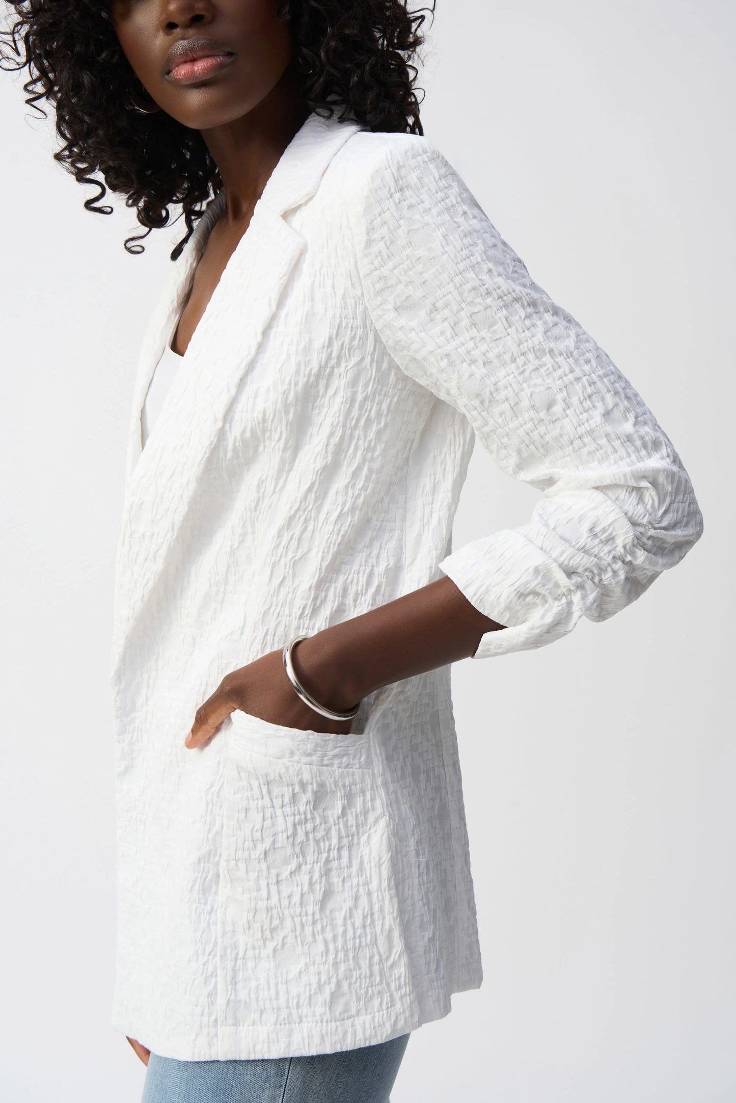 Jacquard Blazer Jacket - White