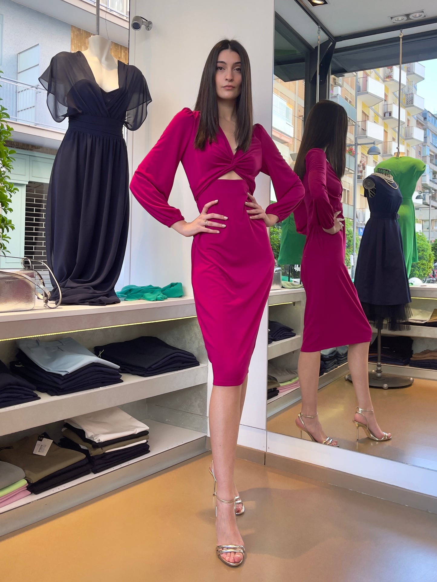 Abito in Jersey con Dettaglio Cut-Out