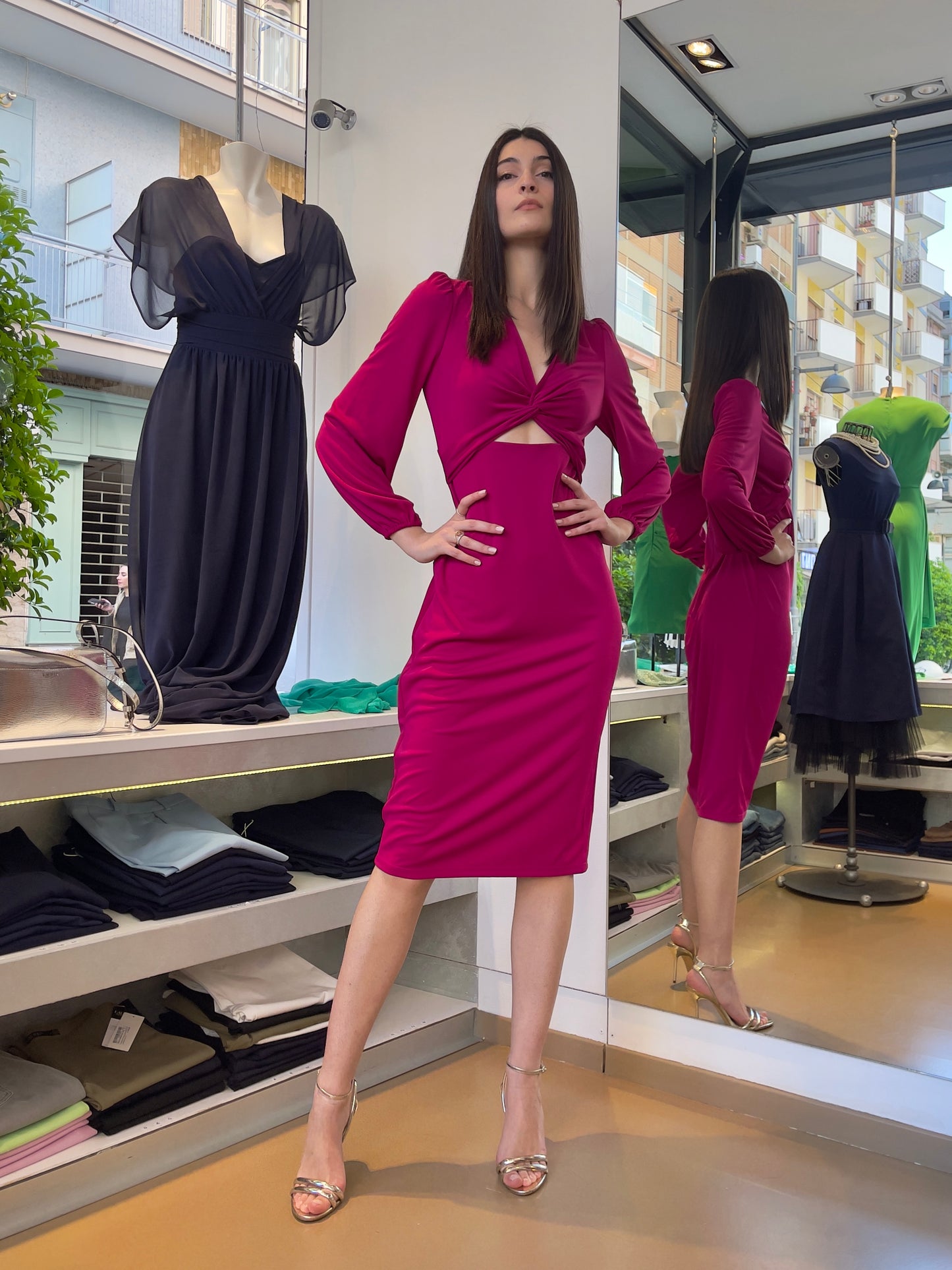 Abito in Jersey con Dettaglio Cut-Out