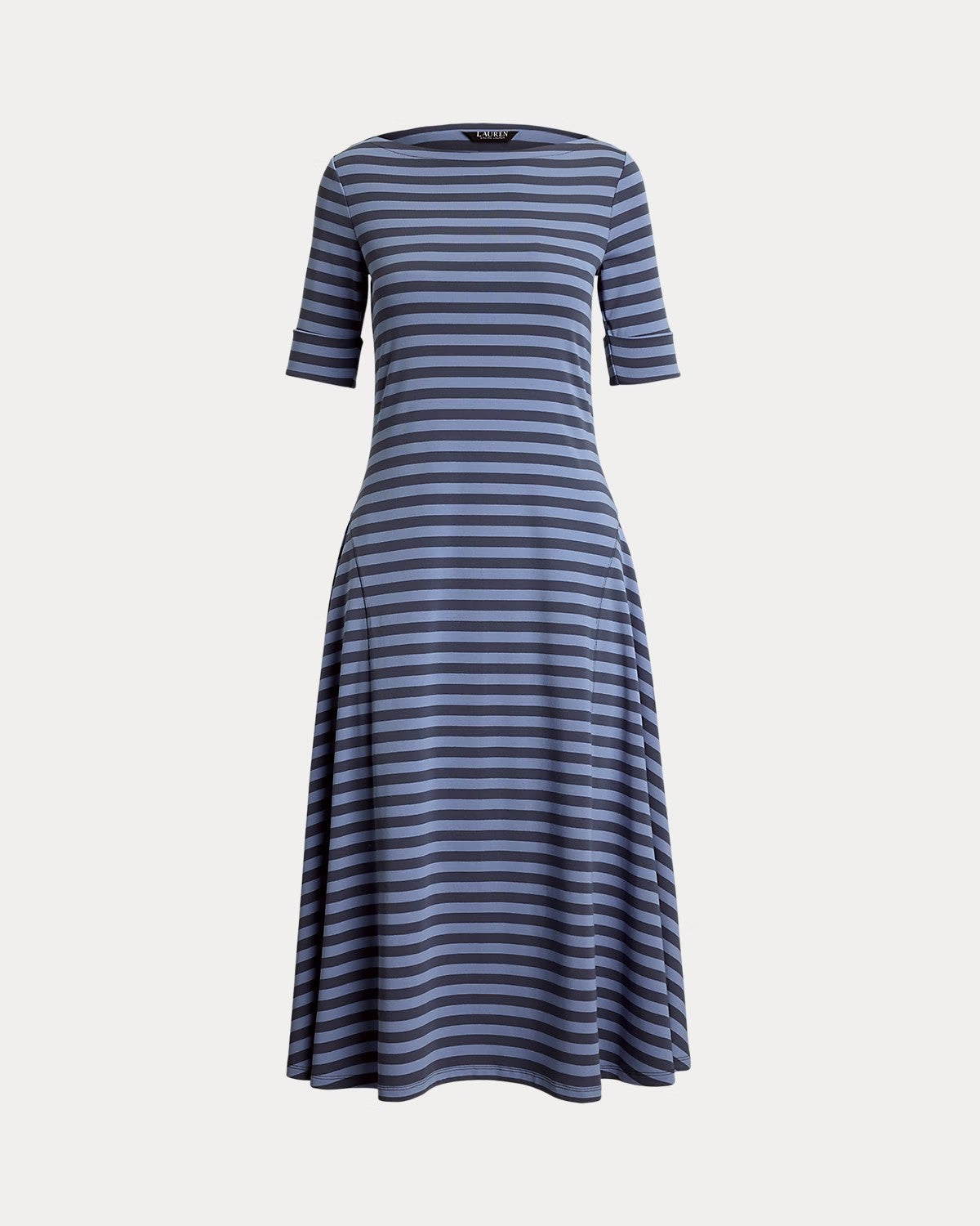 Abito midi a righe in cotone stretch