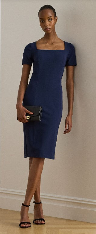 Abito a Tubino a maniche corte in faille stretch