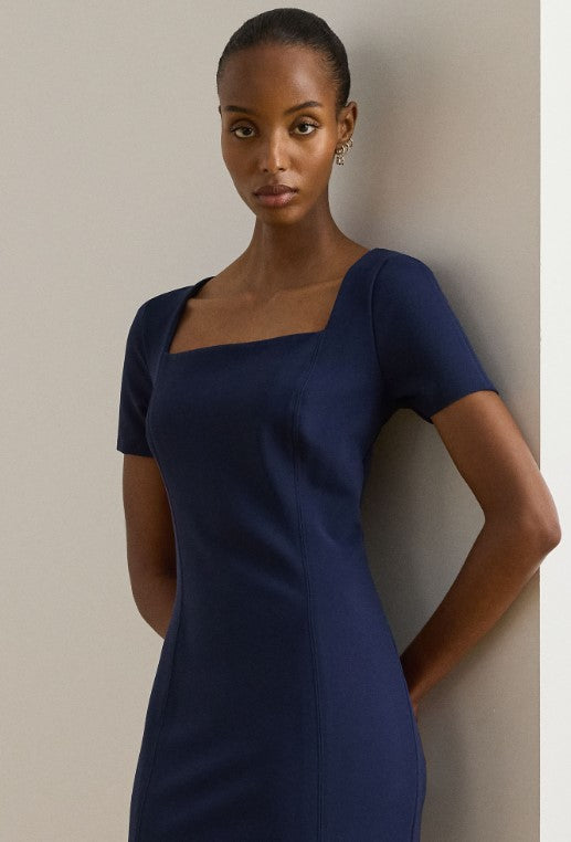 Abito a Tubino a maniche corte in faille stretch