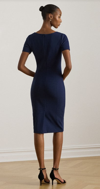 Abito a Tubino a maniche corte in faille stretch