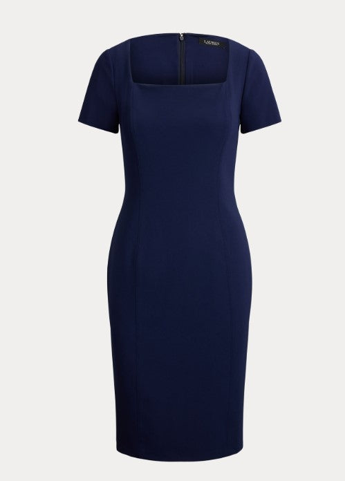 Abito a Tubino a maniche corte in faille stretch