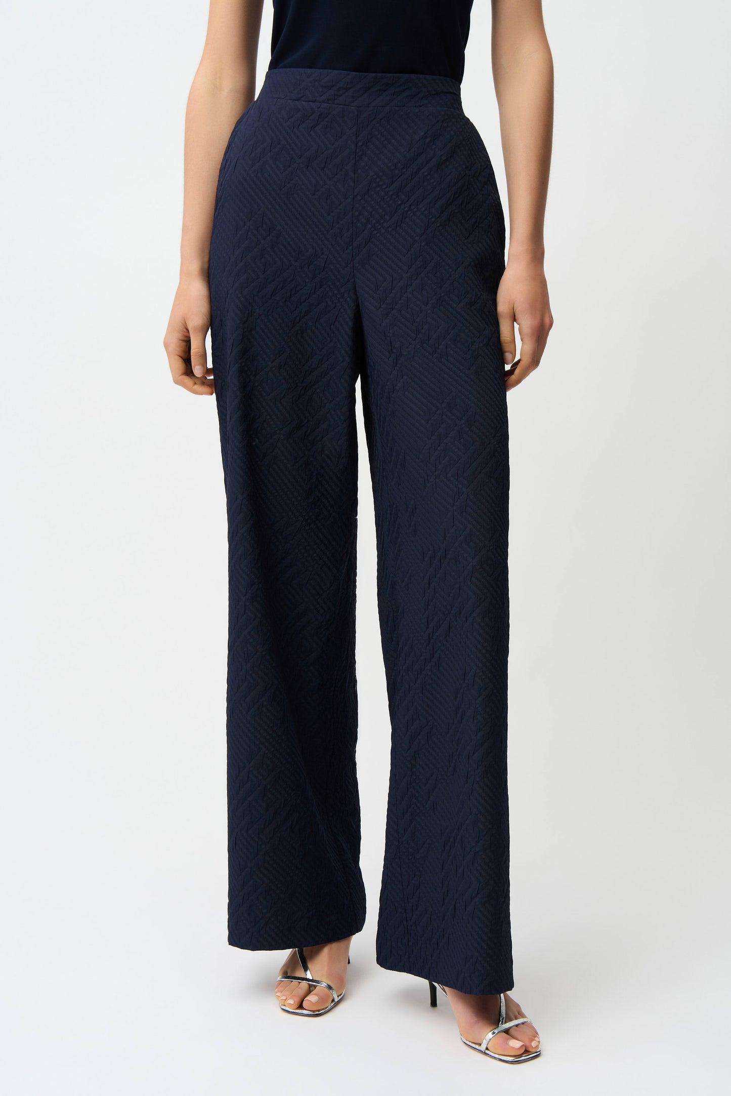 Pantalone a gamba larga con texture geometrica jacquard