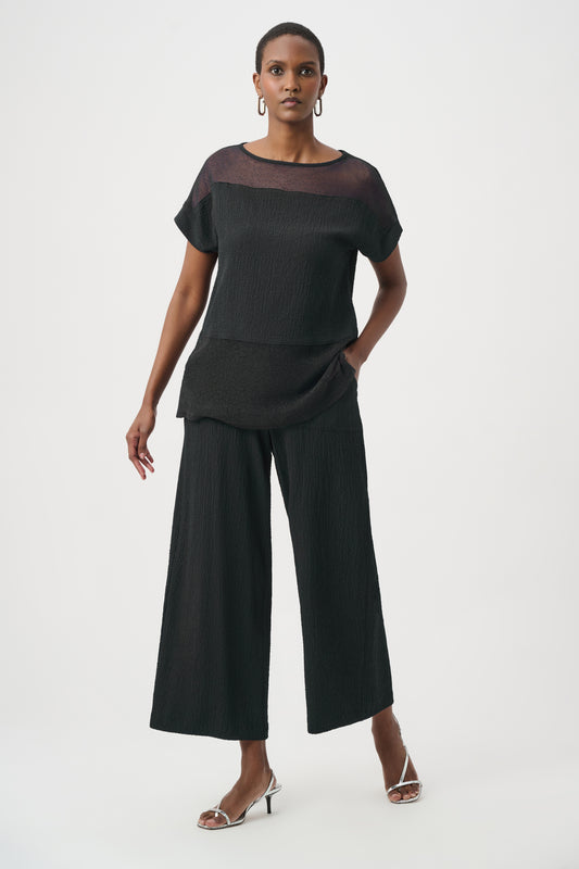 Pantaloni Crop a Gamba Larga in Tessuto Strutturato