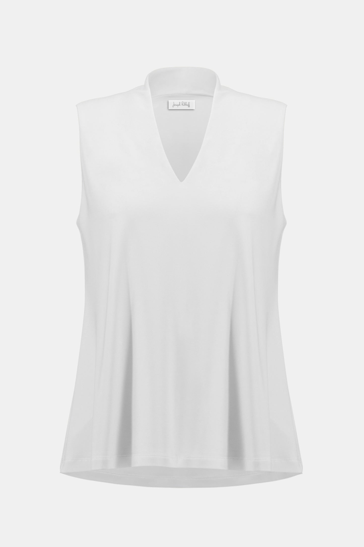 Silky-effect jersey straight top with V-neck - Beige, Blue, White, Black