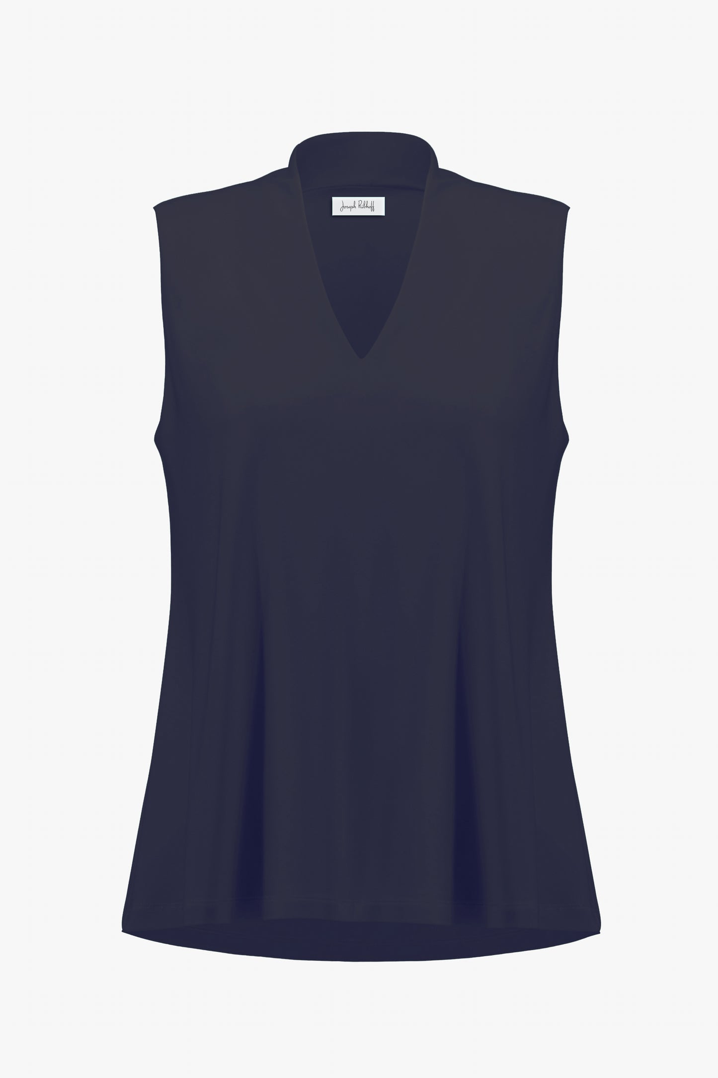 Silky-effect jersey straight top with V-neck - Beige, Blue, White, Black