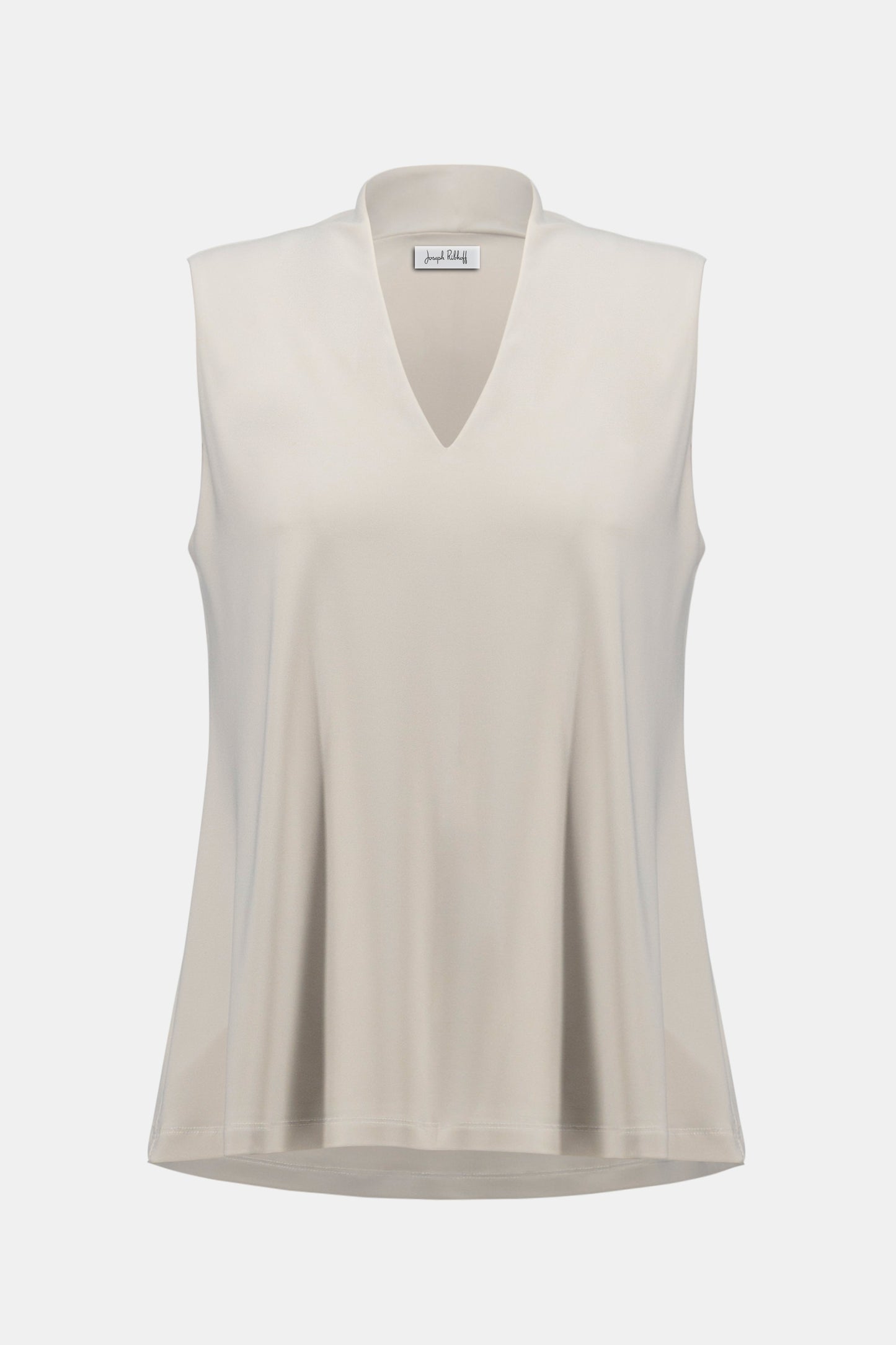 Silky-effect jersey straight top with V-neck - Beige, Blue, White, Black
