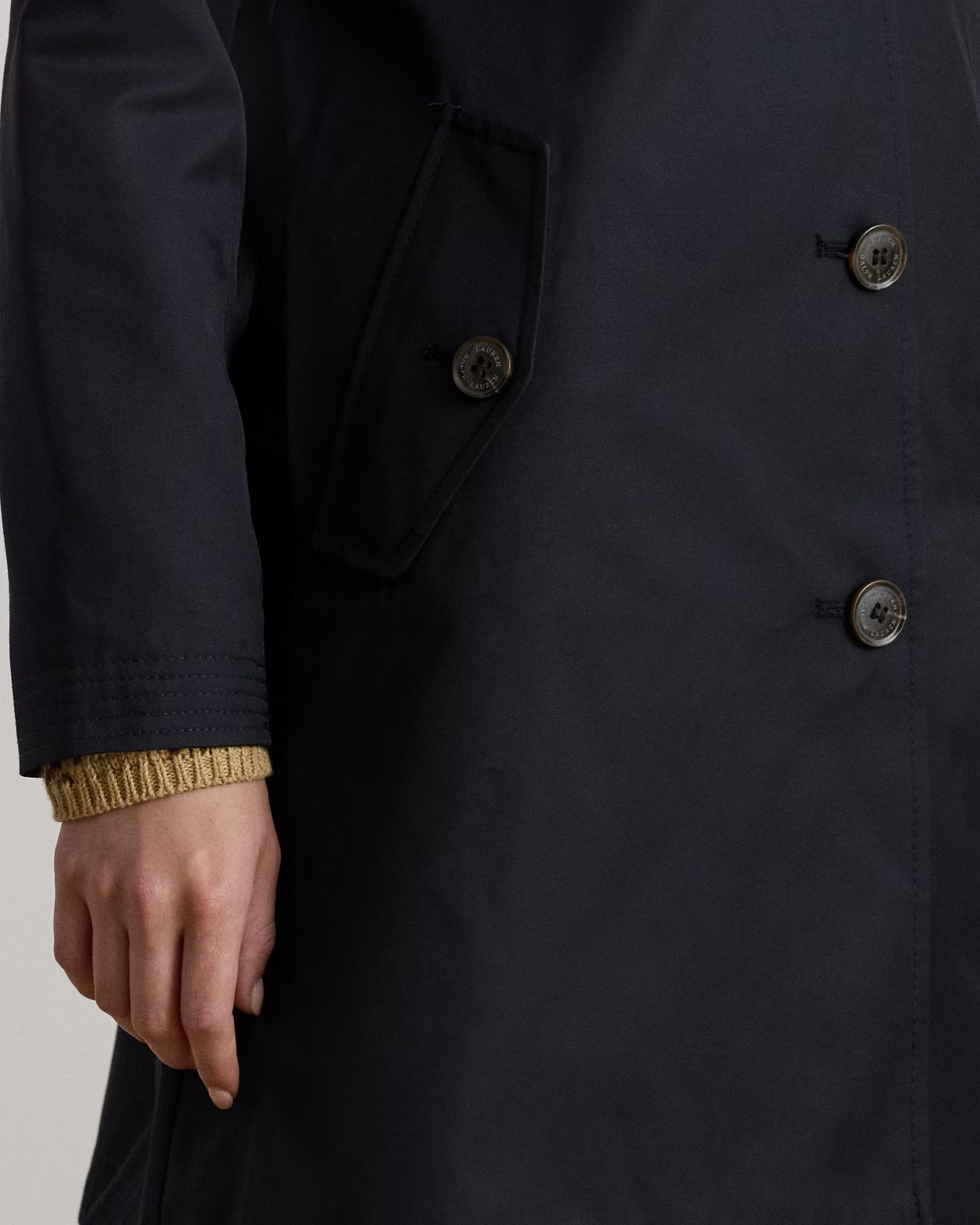 Trench Monopetto Con Cappuccio Staccabile - Beige e Blu