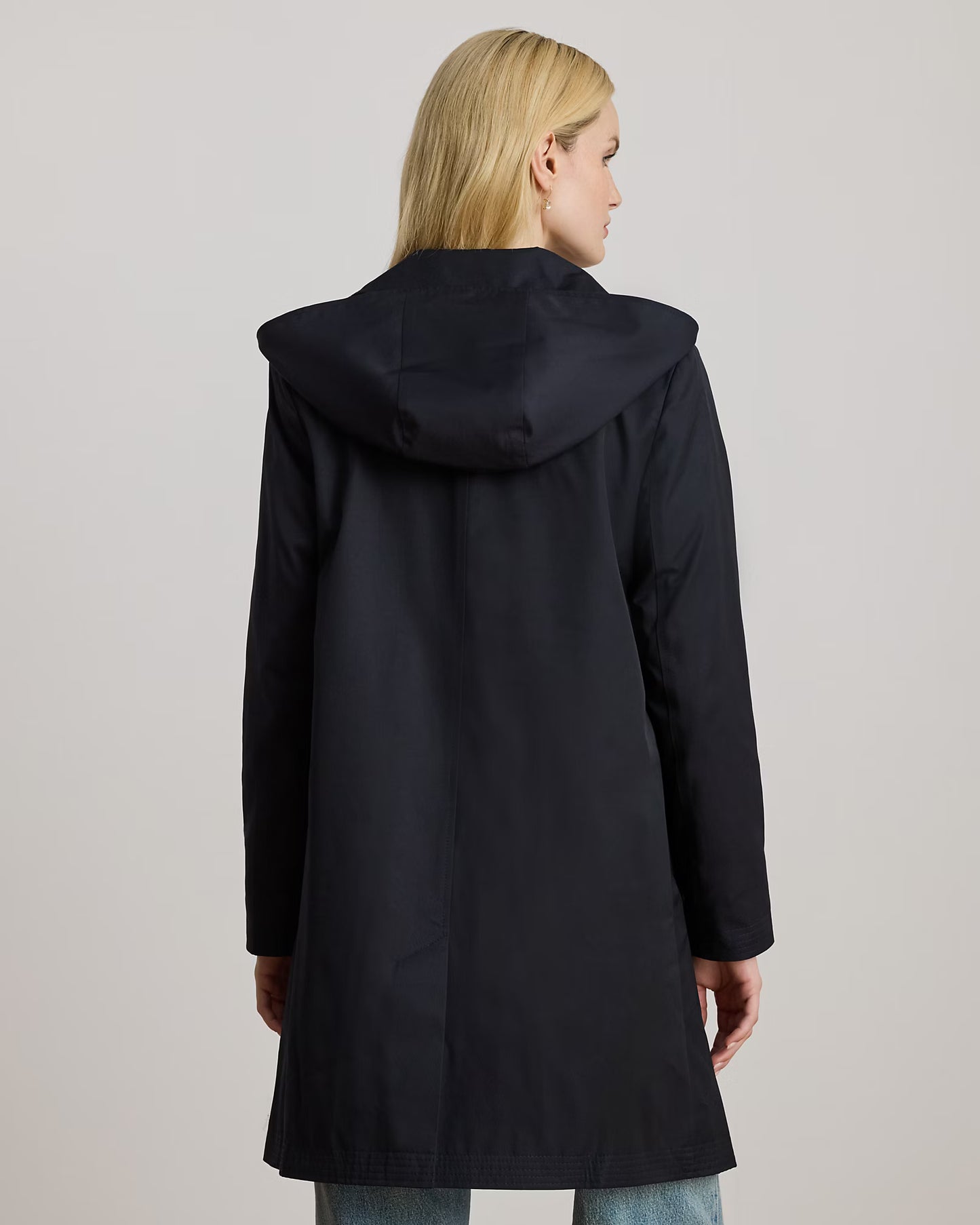 Trench Monopetto Con Cappuccio Staccabile - Beige e Blu