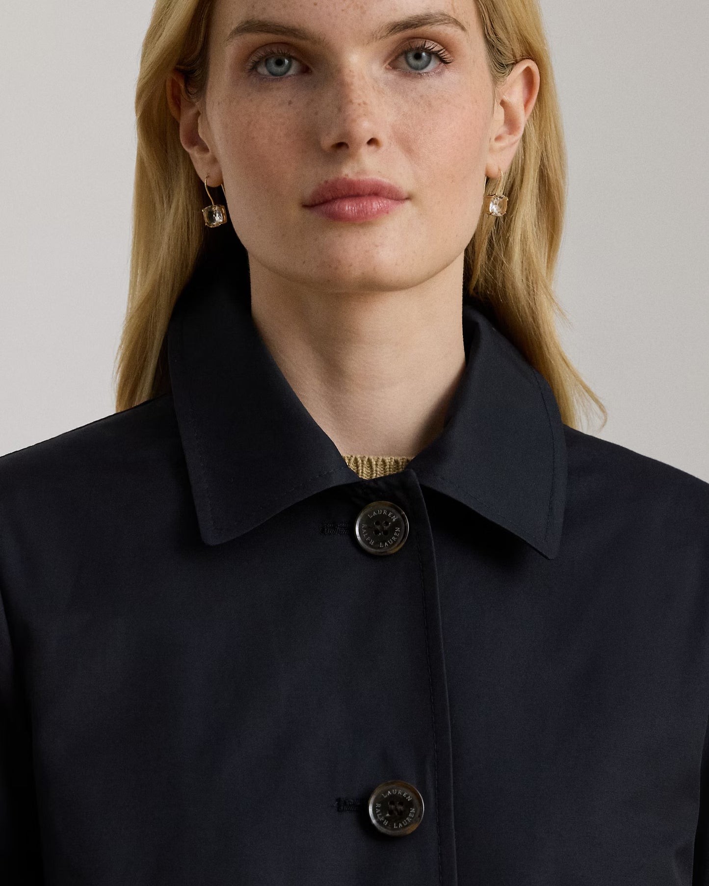 Trench Monopetto Con Cappuccio Staccabile - Beige e Blu