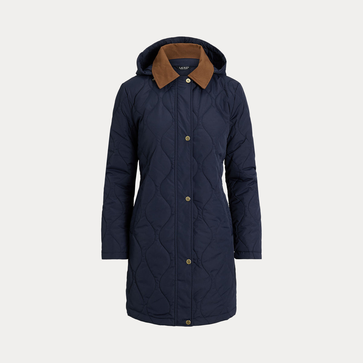 Giaccone Lungo Trapuntato con Cappuccio Staccabile - Blu, Beige