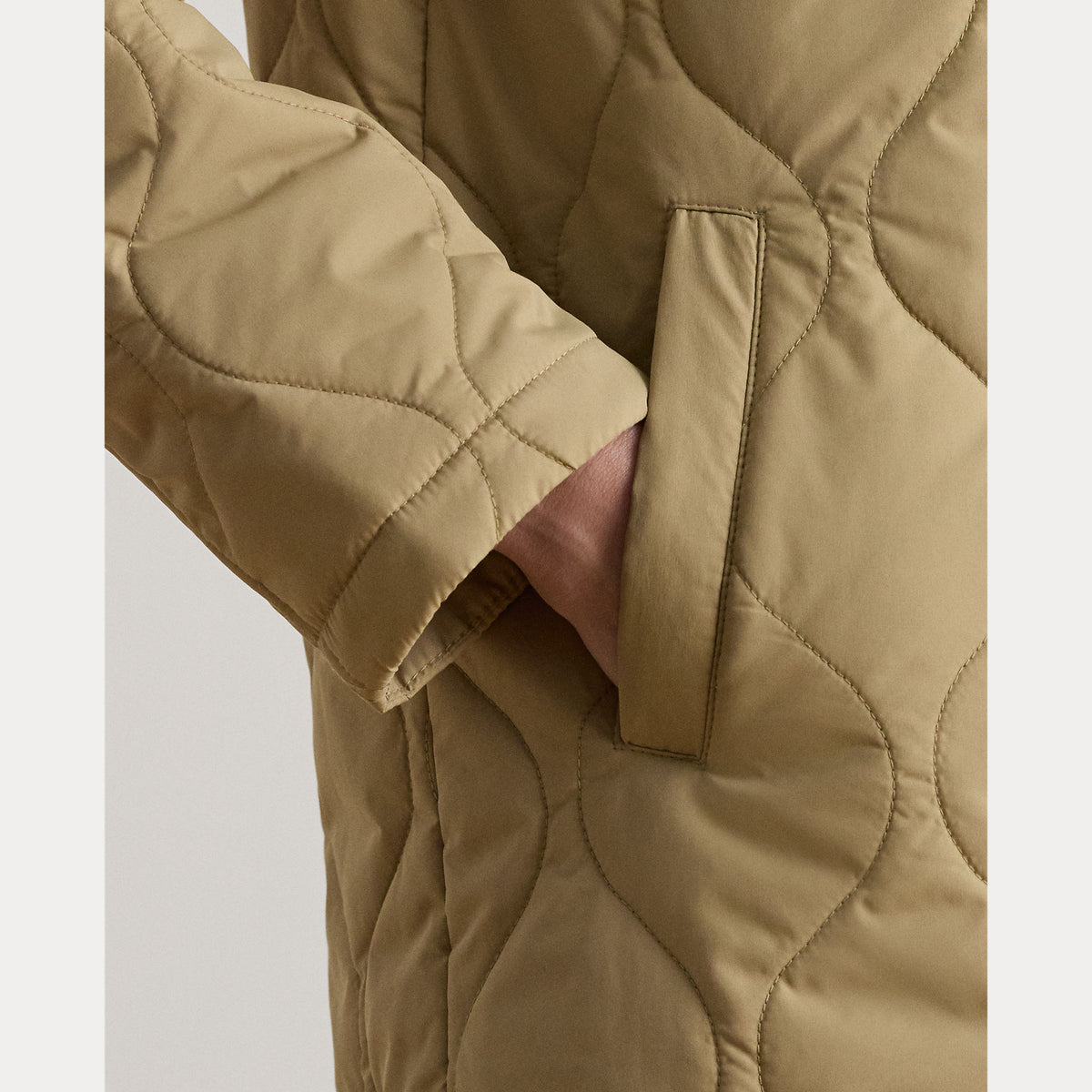 Giaccone Lungo Trapuntato con Cappuccio Staccabile - Blu, Beige