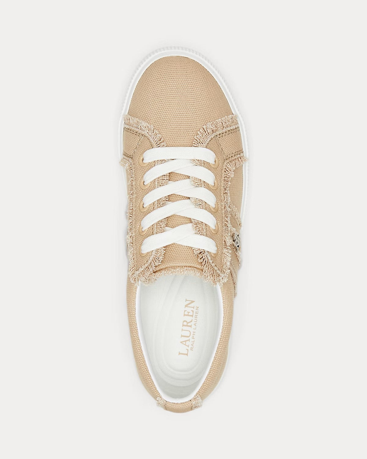 Sneakers beige in tela sfilacciata
