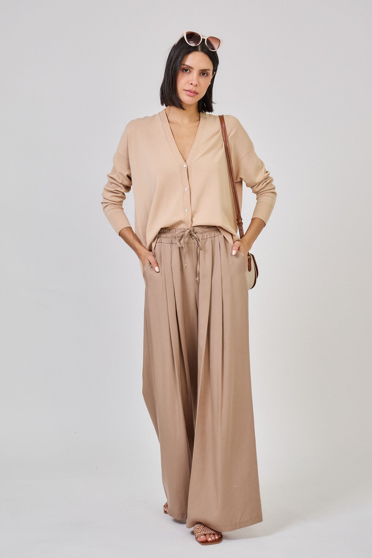 Cardigan Oversize in maglia fine senza cuciture - Cammello o Blu