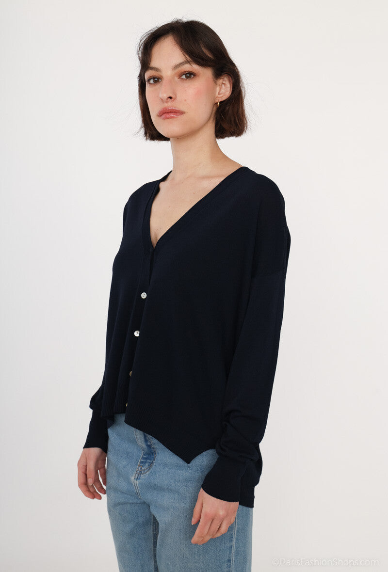 Cardigan Oversize in maglia fine senza cuciture - Cammello o Blu