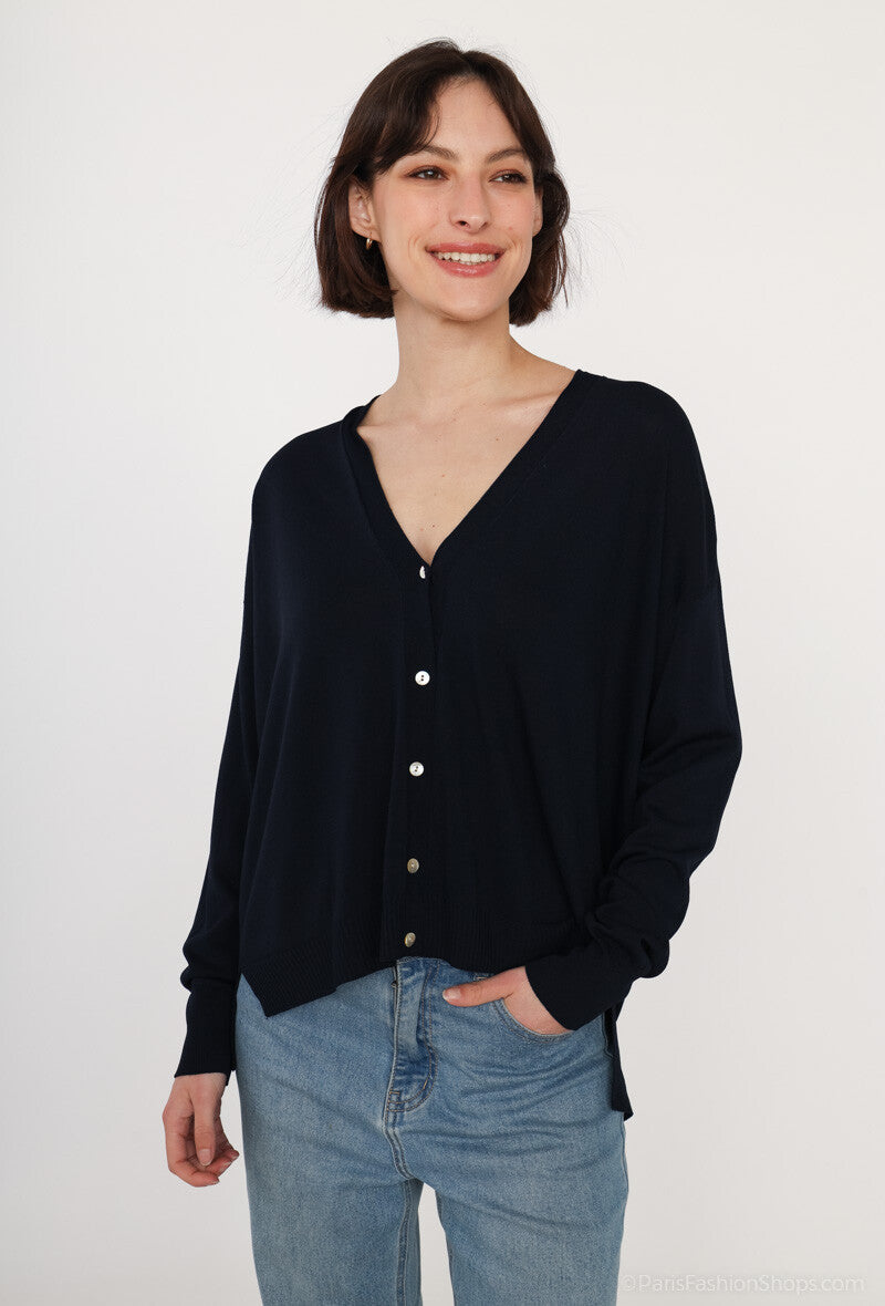 Cardigan Oversize in maglia fine senza cuciture - Cammello o Blu