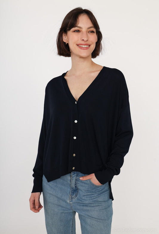 Cardigan Oversize in maglia fine senza cuciture - Cammello o Blu