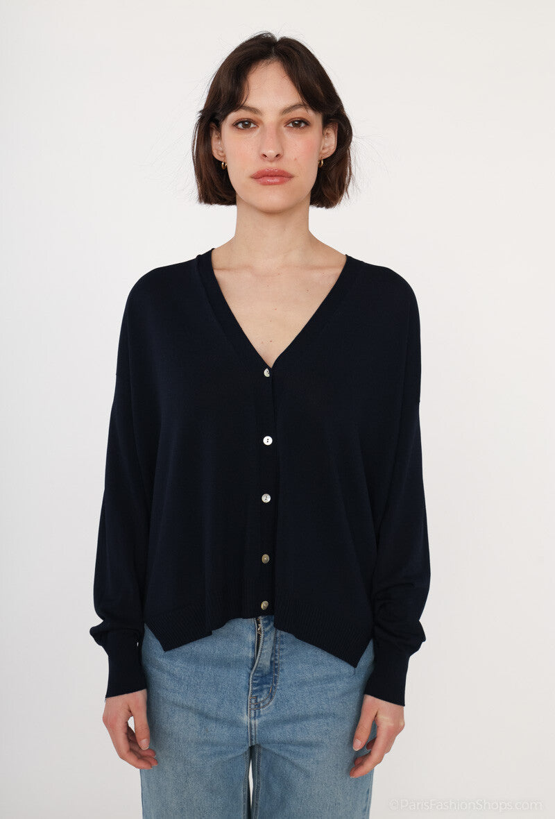 Cardigan Oversize in maglia fine senza cuciture - Cammello o Blu