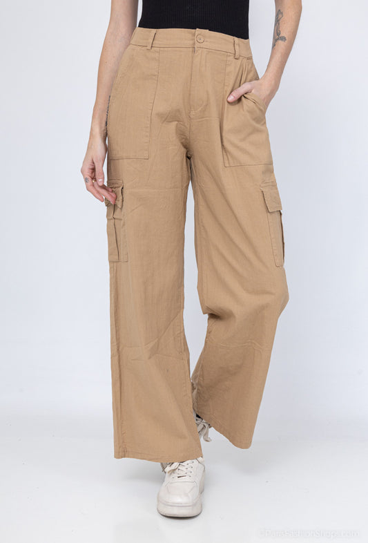 Pantaloni cargo in cotone con gamba dritta