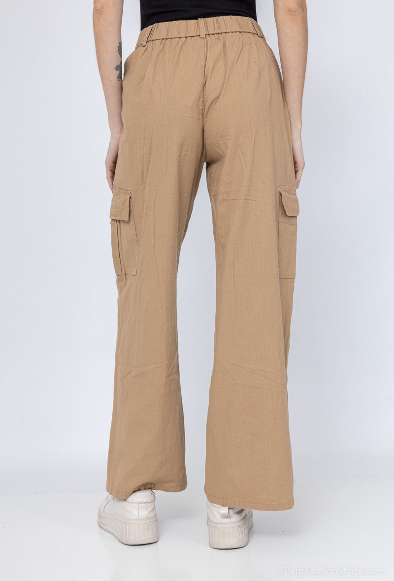Pantaloni cargo in cotone con gamba dritta