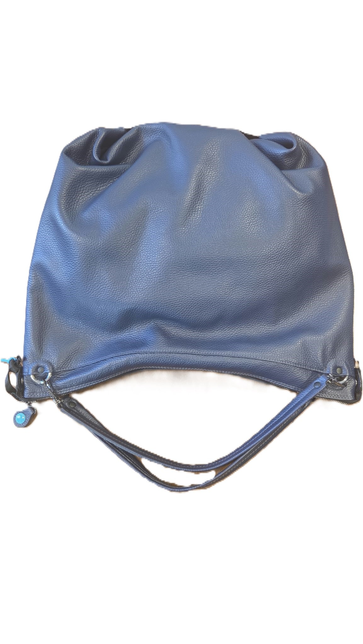 Borsa Grande in Pelle e Camoscio - Grigio, Beige, Blu