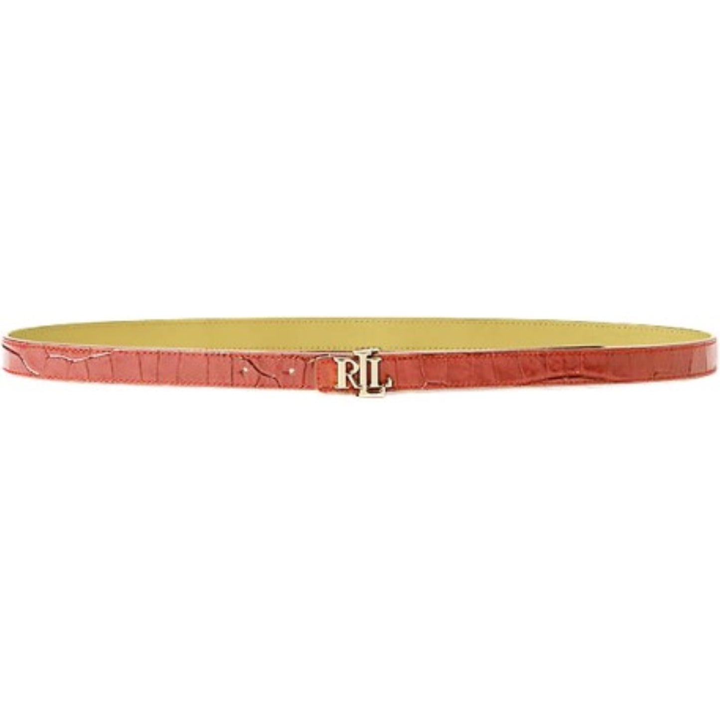 Cintura in pelle reversibile arancio e giallo alta cm 2