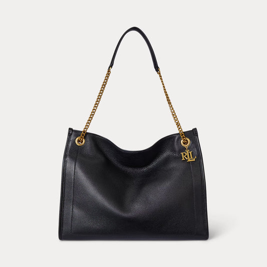 Borsa tote nera grande in pelle martellata