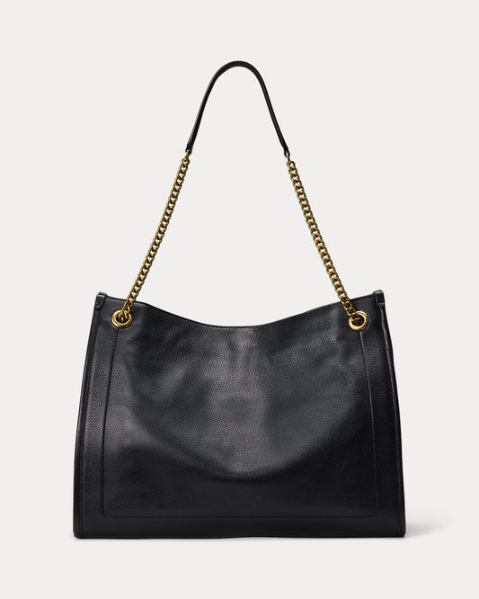 Borsa tote nera grande in pelle martellata