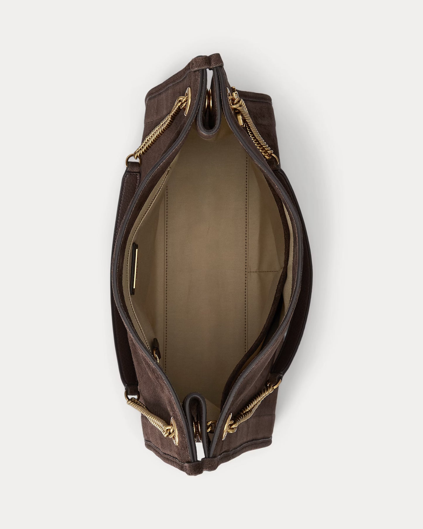 Borsa tote marrone grande in pelle scamosciata