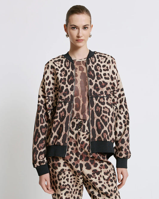 Giacca a Blouson con Stampa Leopardo