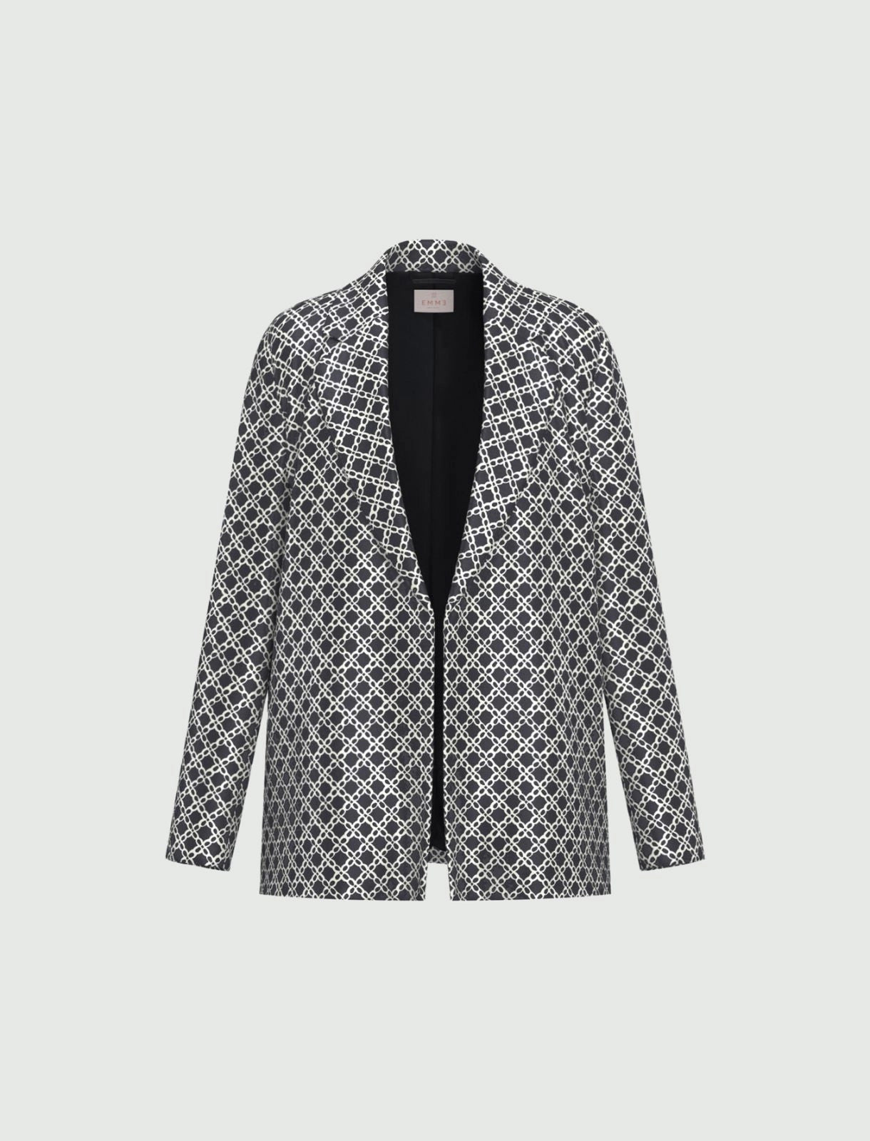 Blue and White Printed Twill Jacket and Blouse