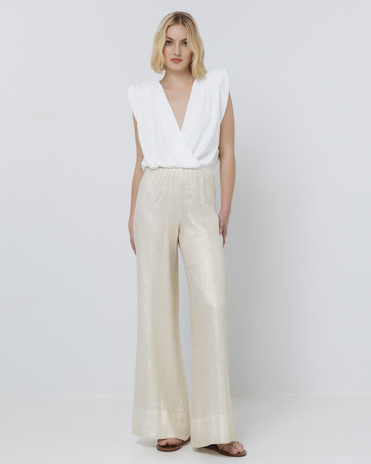 Pantaloni a rete con effetto metallizzato