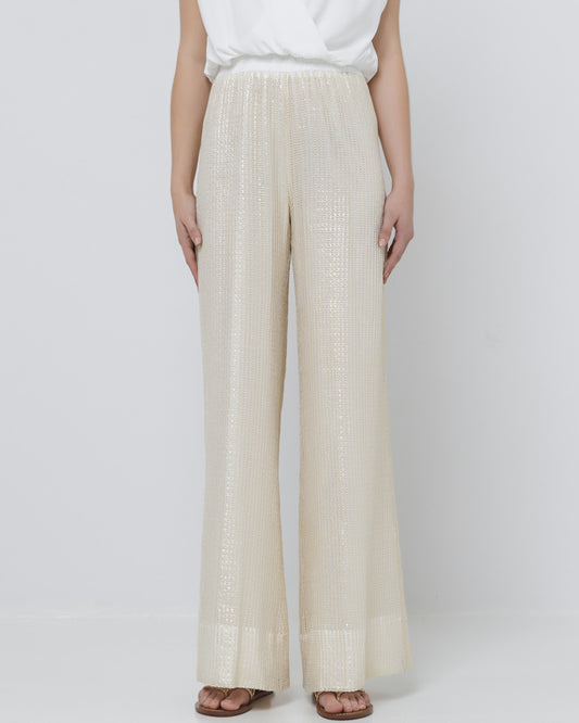 Pantaloni a rete con effetto metallizzato