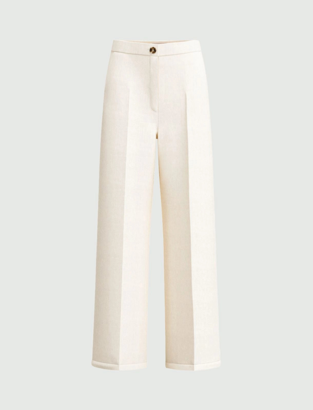 Pantalone Fluido in Viscosa e Lino - Bianco, Cammello e Verde Scuro