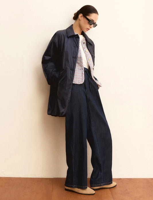 Jeans a Gamba Larga in Denim Leggerissimo