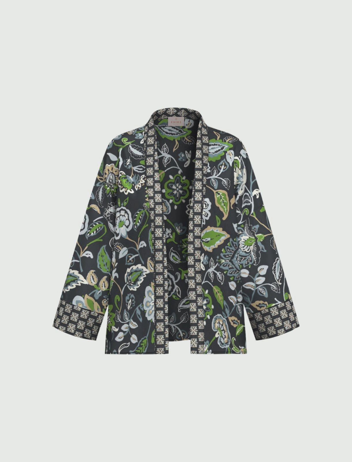 Giacca fluida con Top in twill stampato blu