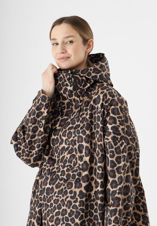 Trench Poncho antipioggia in stampa leopardata