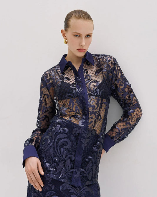 Camicia a Rete con Ricami